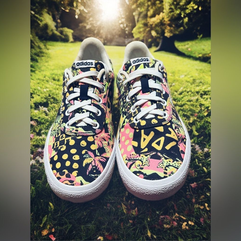 adidas NEO Multicolor Graphic Canvas Sneakers Women’s Size 8